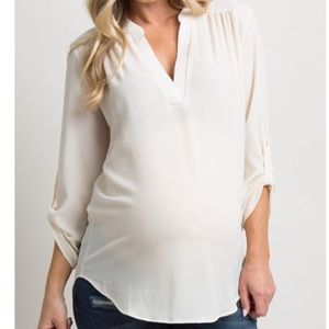 V neck maternity blouse